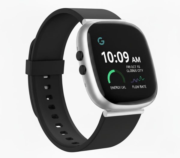 ChronoFit Pulse Square Smartwatch, Vibrant Blue, Durable Rubber Band