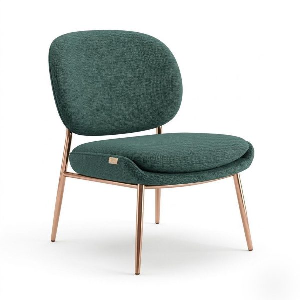 Vespera Modern Velvet-Textured Lounge Chair with Rose Gold Frame