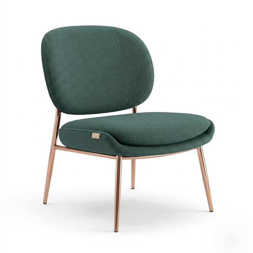 Vespera Modern Velvet-Textured Lounge Chair with Rose Gold Frame