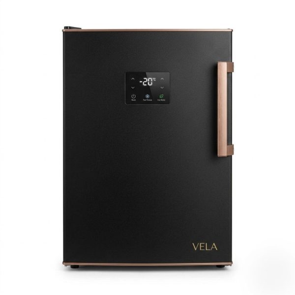 VELA ArcticFrost Premium Compact Freezer, 98L, FastFreeze Technology, Matte Black & Rose Gold