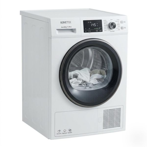 Kinetix AeroDry 7 Ultra Heat Pump Tumble Dryer, A+++ Efficiency, SensorDry & SteamCare Technology